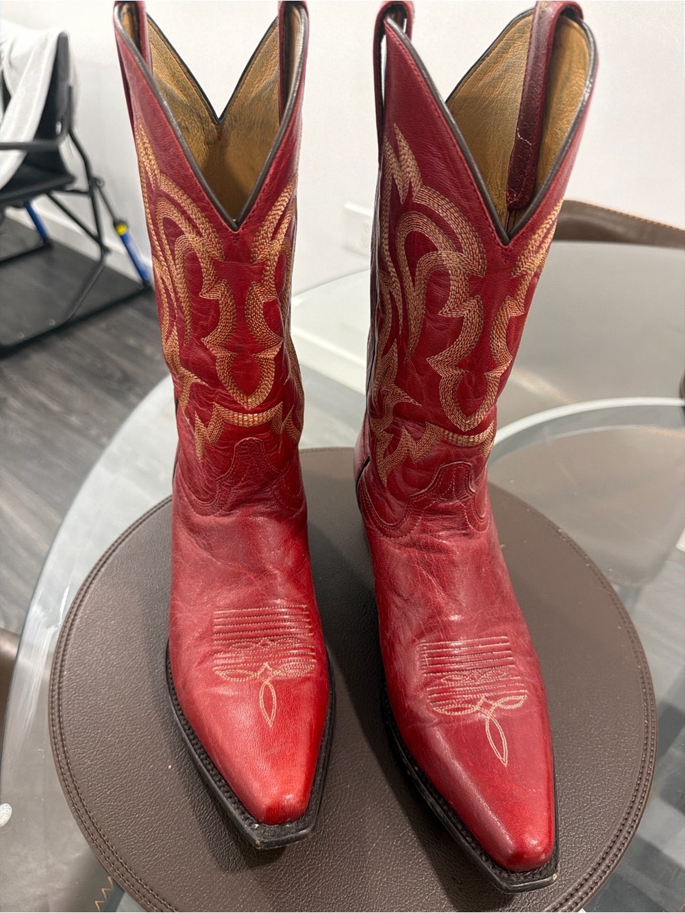 Women's Red Embroidered Western Cowboy Boots